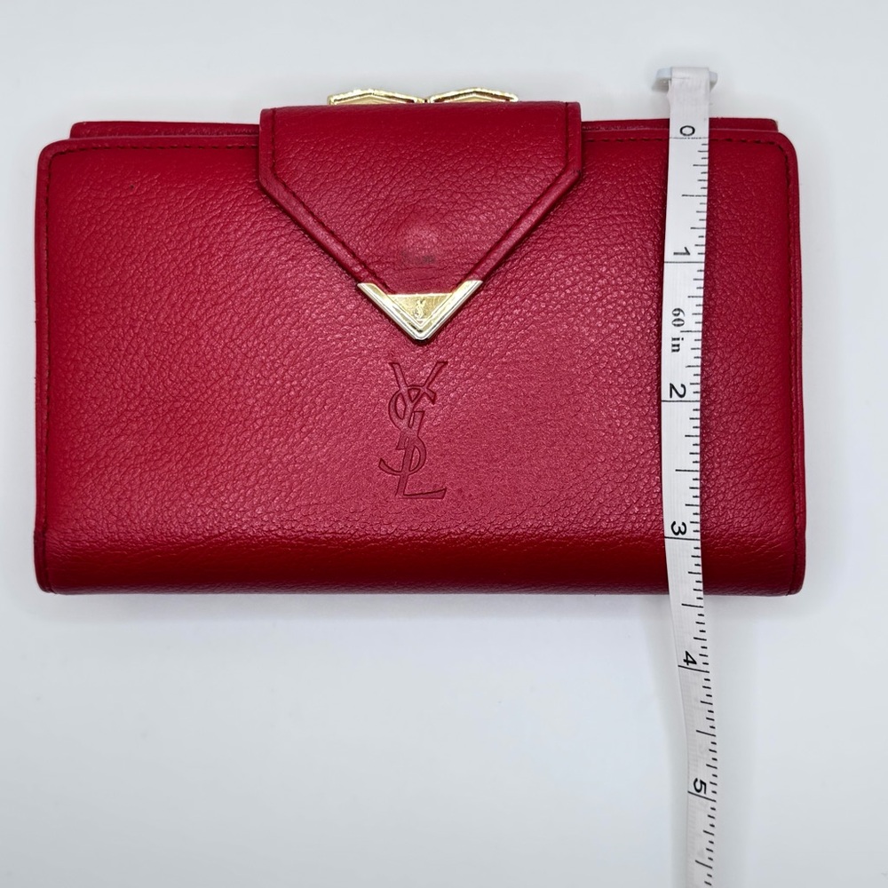 YSL - Saint Laurent- soft leather bright Pink kiss lock wallet - Picture 15 of 16
